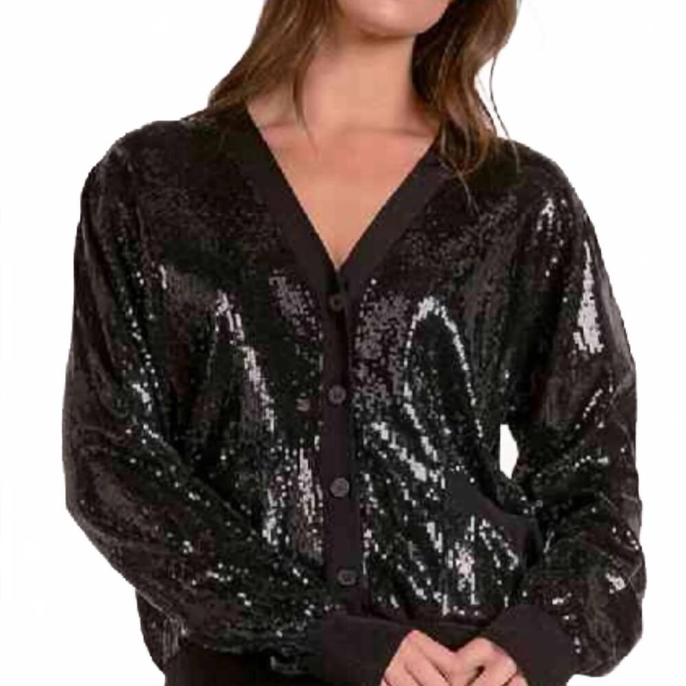 NEW ELAN relaxed sequin cardigan in sek11526